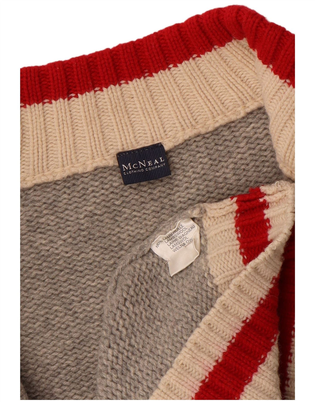 MC NEAL Mens Cardigan Sweater 2XL Grey Wool