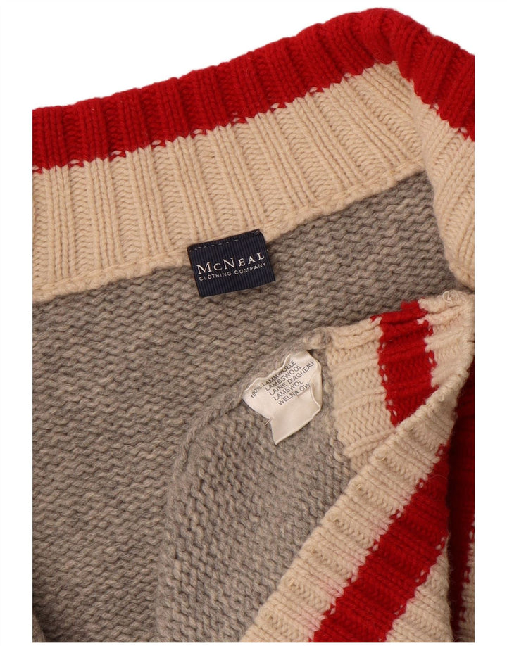 MC NEAL Mens Cardigan Sweater 2XL Grey Wool