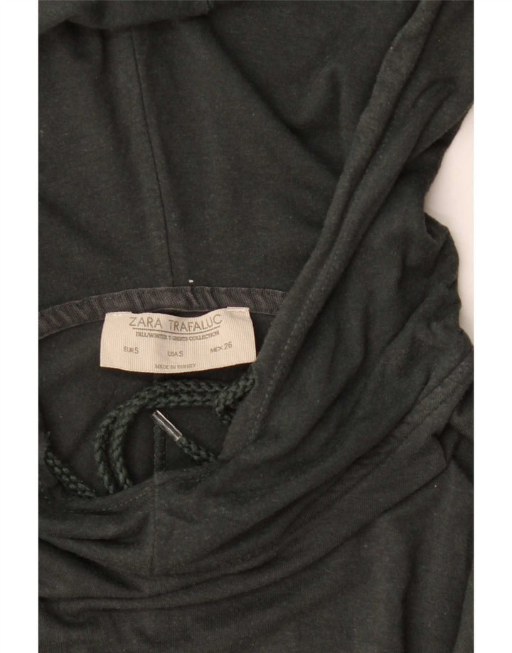 Zara Womens Hooded Oversized Top Long Sleeve UK 10 Small Black