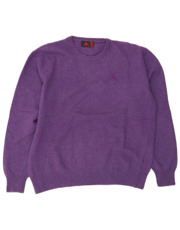 Kappa Womens Crew Neck Jumper Sweater UK 14 Medium Purple Wool