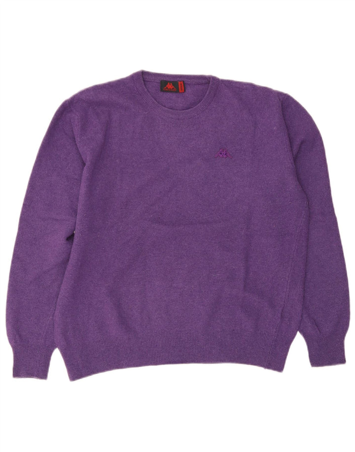 Kappa Womens Crew Neck Jumper Sweater UK 14 Medium Purple Wool