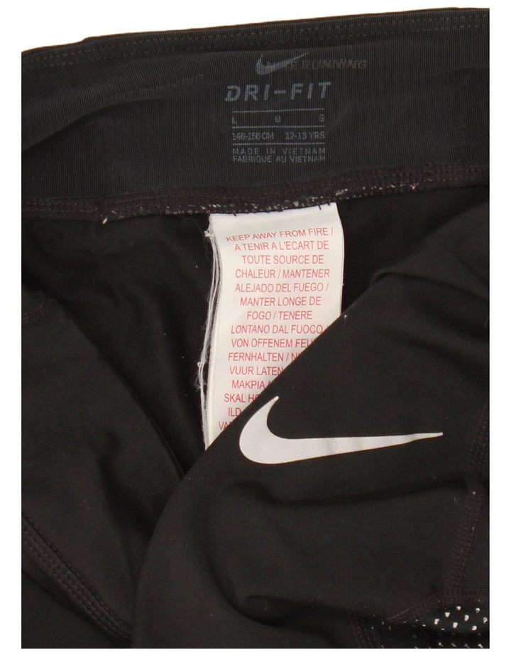 Nike Girls Dri Fit Leggings 12-13 Years Large Black Polyester