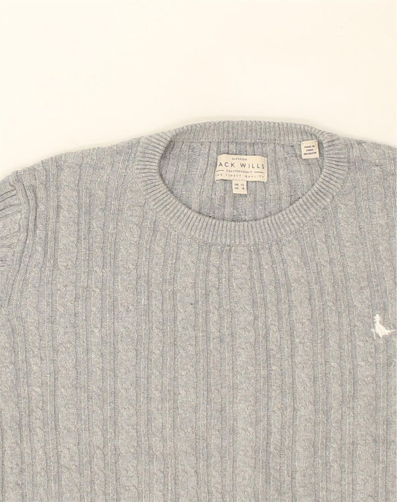 JACK WILLS Womens Crew Neck Jumper Sweater UK 12 Medium  Grey Cotton | Vintage Jack Wills | Thrift | Second-Hand Jack Wills | Used Clothing | Messina Hembry 