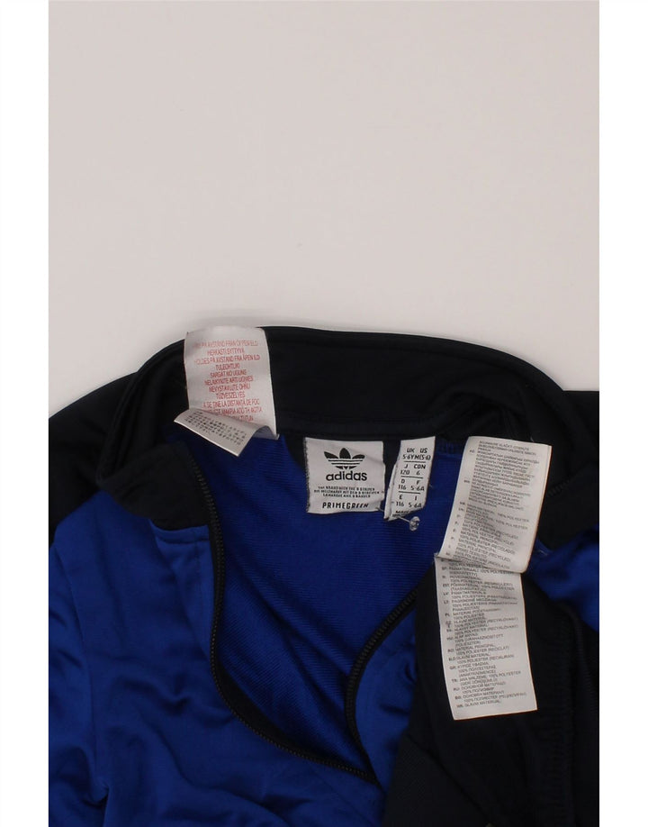 Adidas Boys Tracksuit Top Jacket 5-6 Years Navy Blue Colourblock Polyester