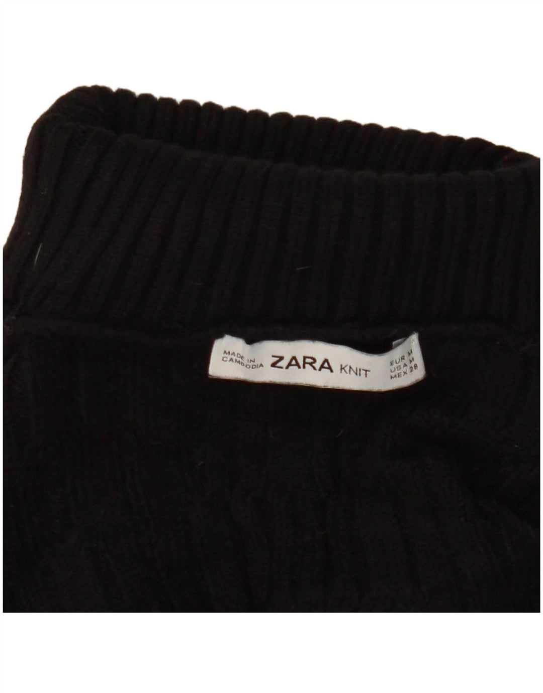 Zara Womens Crop Roll Neck Jumper Sweater UK 14 Medium Black Colourblock
