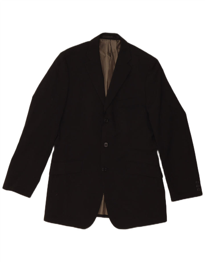 Marks & Spencer Mens 3 Button Blazer Jacket UK 38 Medium Black Polyester