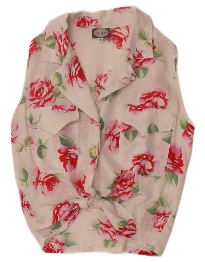 Coexis Womens Crop Sleeveless Shirt Blouse IT 42 Medium White Floral