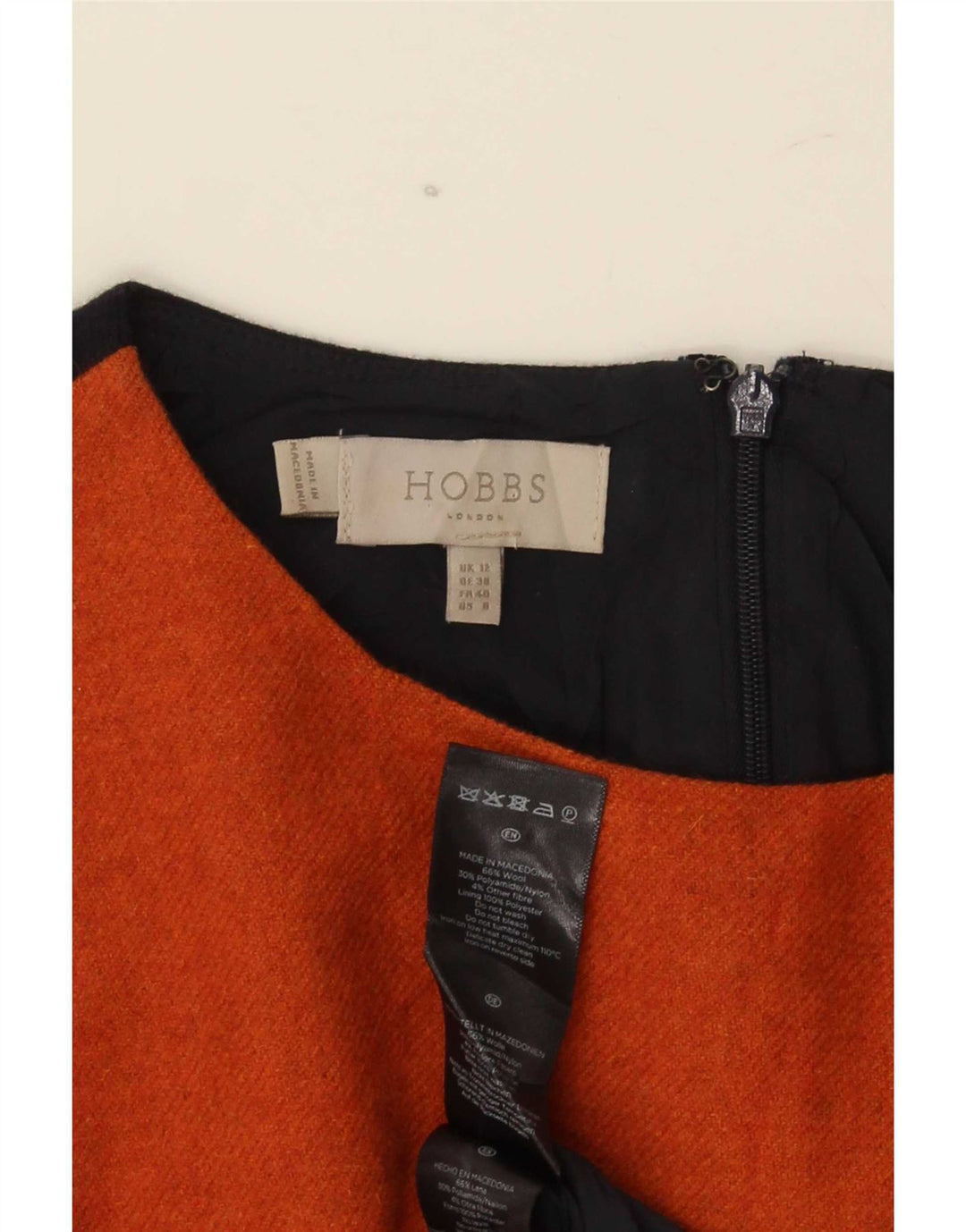 Hobbs Womens Sheath Dress UK 12 Medium Orange Colourblock Wool