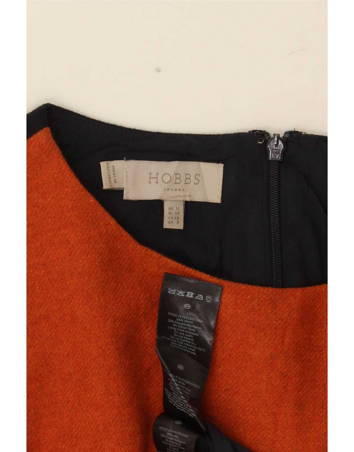 Hobbs Womens Sheath Dress UK 12 Medium Orange Colourblock Wool