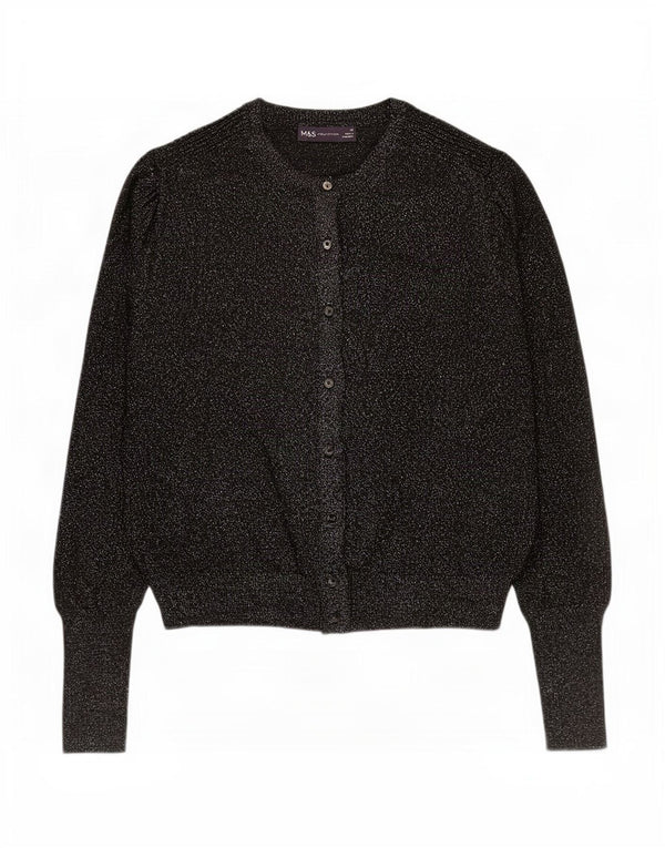 Marks & Spencer Womens Cardigan Sweater UK 14 Large Black Viscose