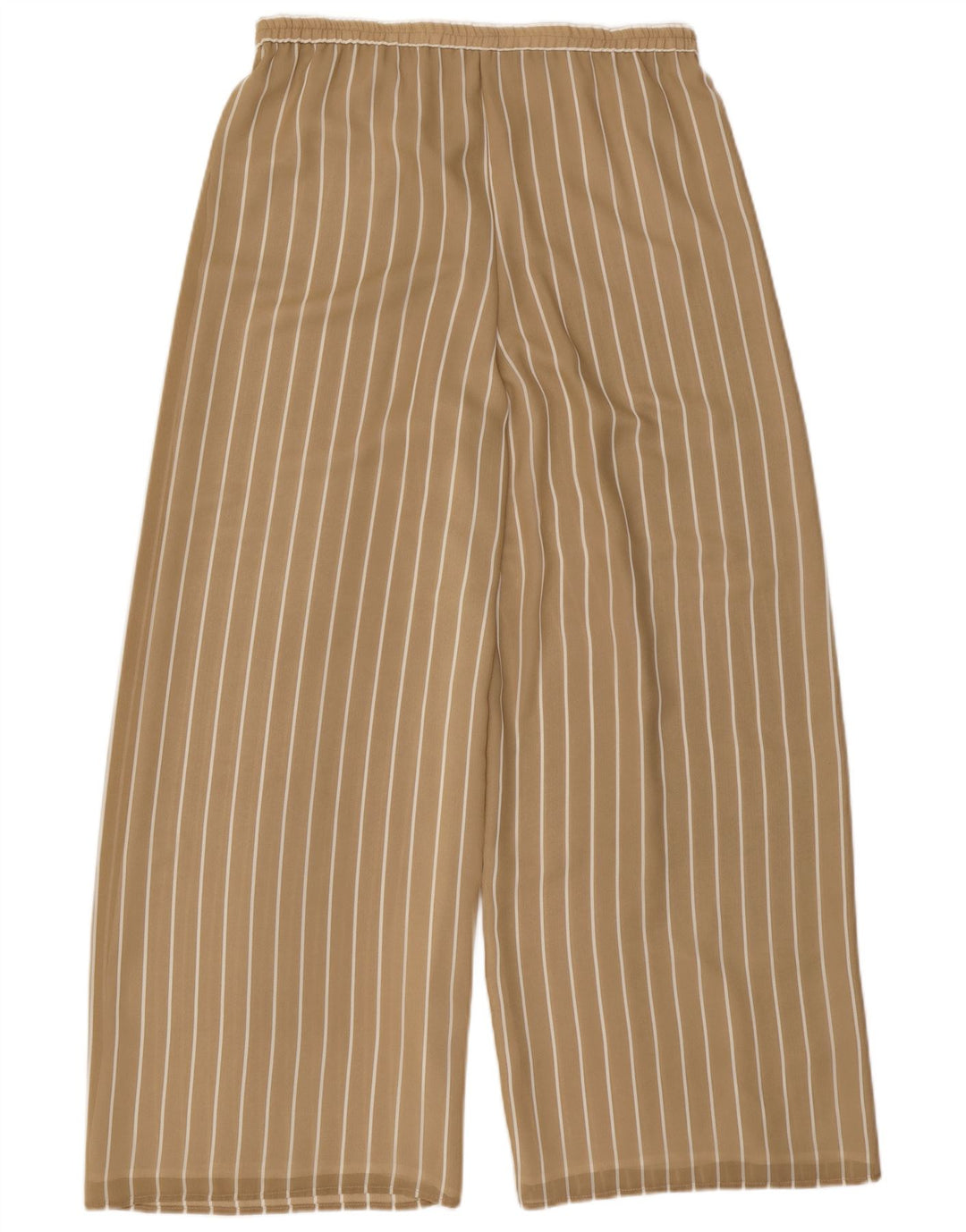 VINTAGE Womens Wide Leg Casual Trousers W32 L31 Beige Pinstripe Polyester