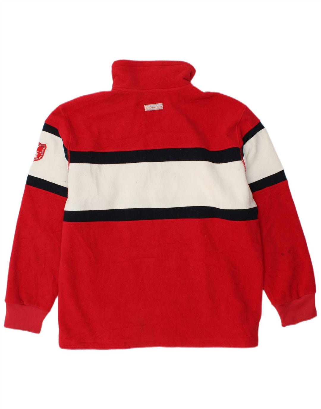 INVICTA Mens Graphic Zip Neck Fleece Jumper Small Red Colourblock