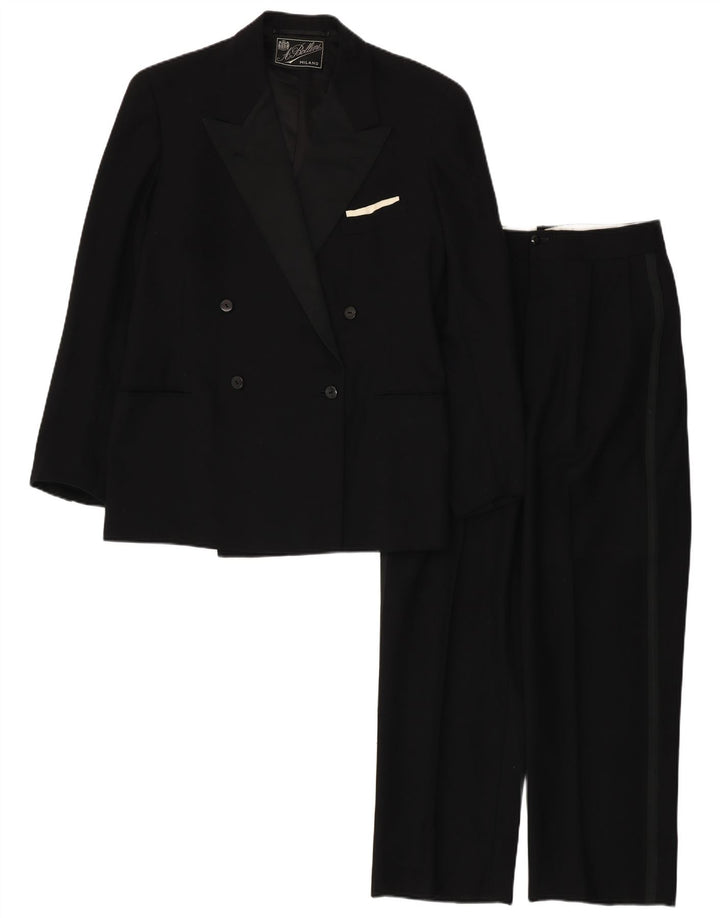 Vintage Mens Double Breasted 2 Piece Suit Small W28 L28 Black
