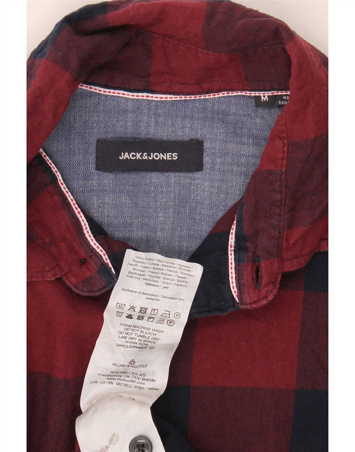 Jack & Jones Mens Regular Fit Flannel Shirt Medium Red Gingham Cotton