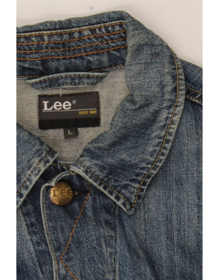 Lee Womens Denim Jacket UK 16 Large Blue Cotton