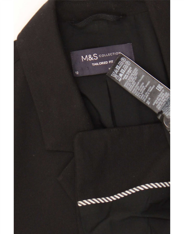 Marks & Spencer Womens Tailored Fit Blazer Jacket UK 12 Medium Black
