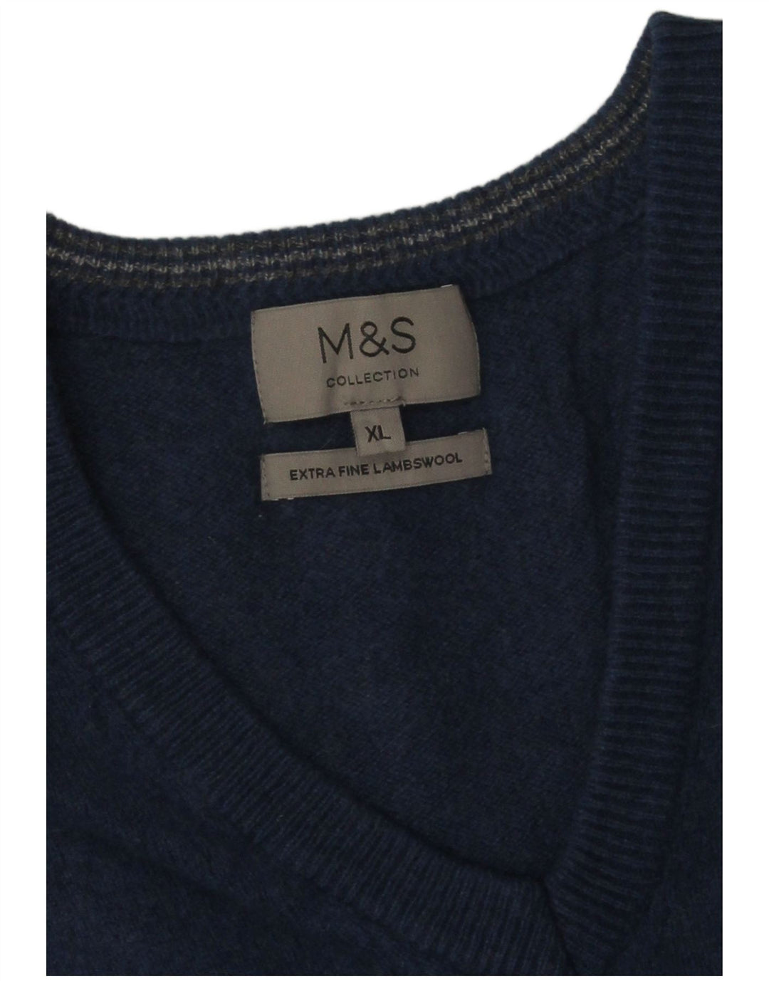 Marks & Spencer Mens V-Neck Jumper Sweater XL Blue Wool