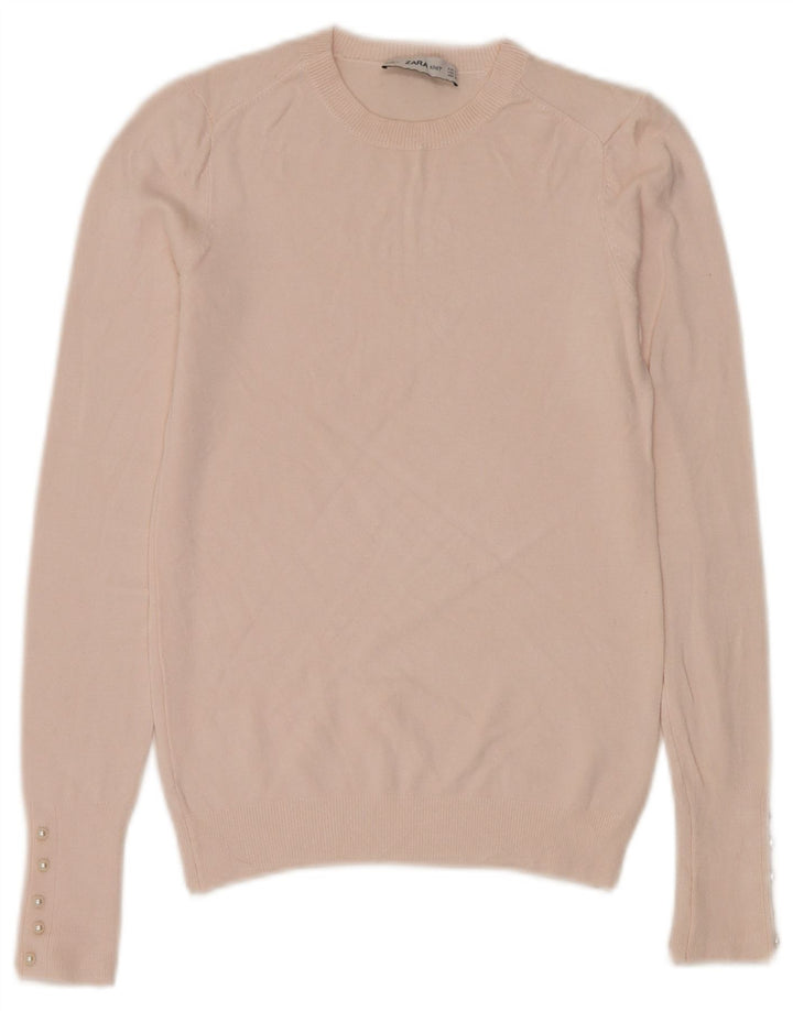 Zara Womens Crew Neck Jumper Sweater UK 8 Small Pink