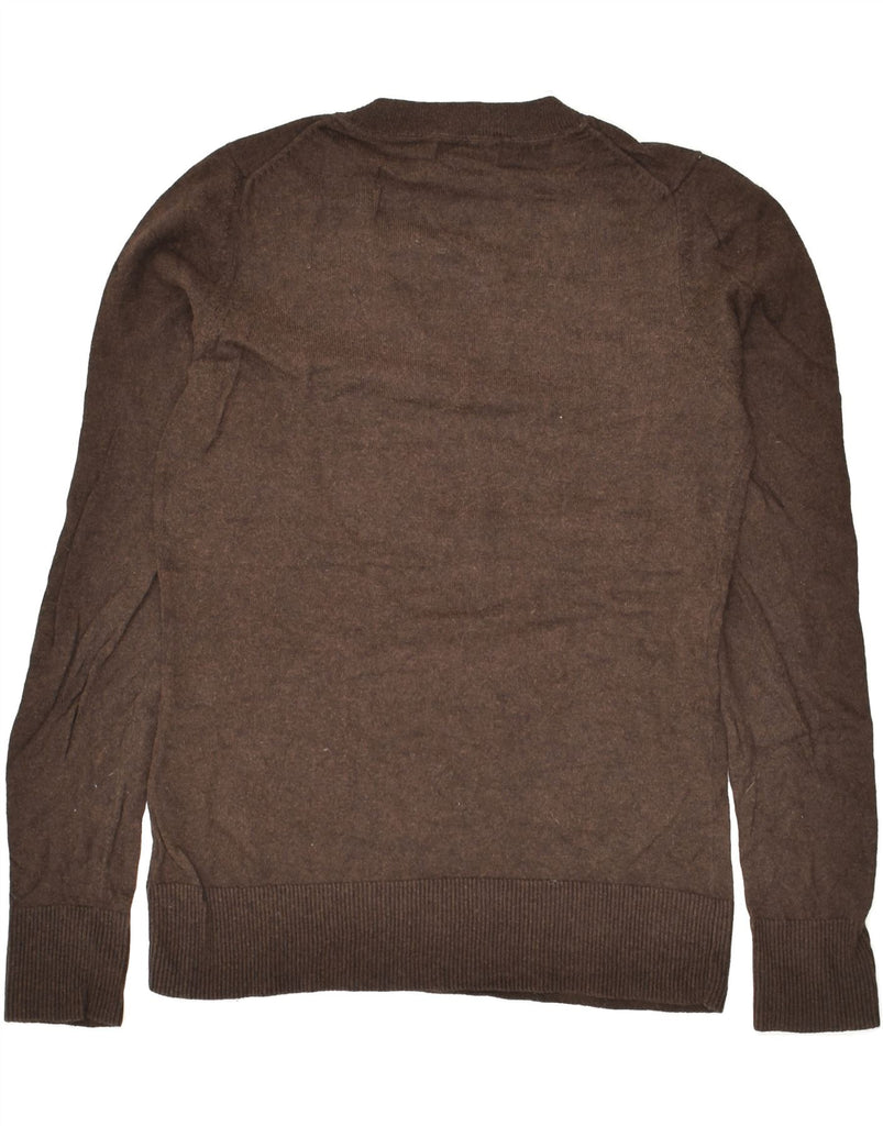 EDDIE BAUER Womens V-Neck Jumper Sweater UK 6 XS Brown Cotton | Vintage Eddie Bauer | Thrift | Second-Hand Eddie Bauer | Used Clothing | Messina Hembry 