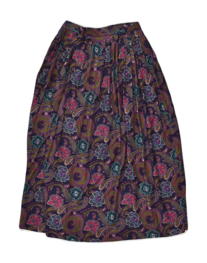 VINTAGE Womens Pleated A-Line Skirt W24 XS Purple Paisley Rayon | Vintage Vintage | Thrift | Second-Hand Vintage | Used Clothing | Messina Hembry 