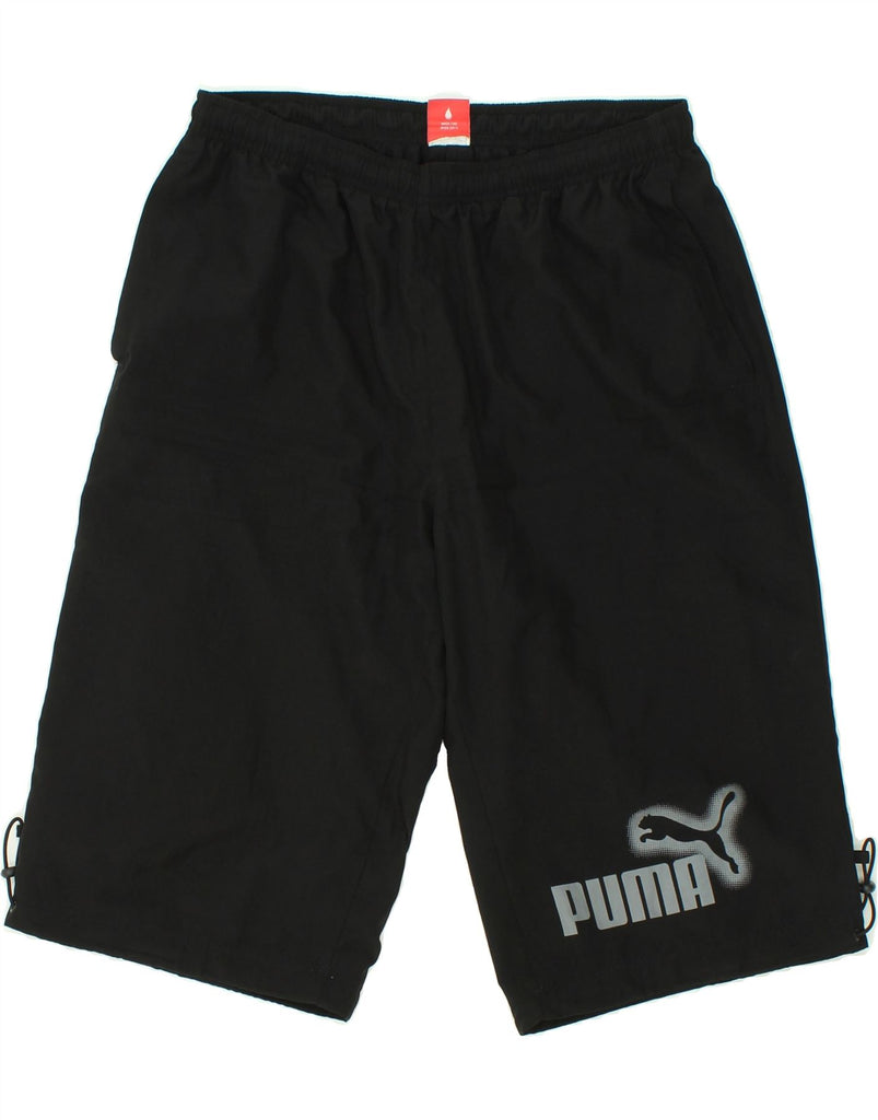 PUMA Mens Graphic Sport Shorts Large Black Polyester | Vintage Puma | Thrift | Second-Hand Puma | Used Clothing | Messina Hembry 