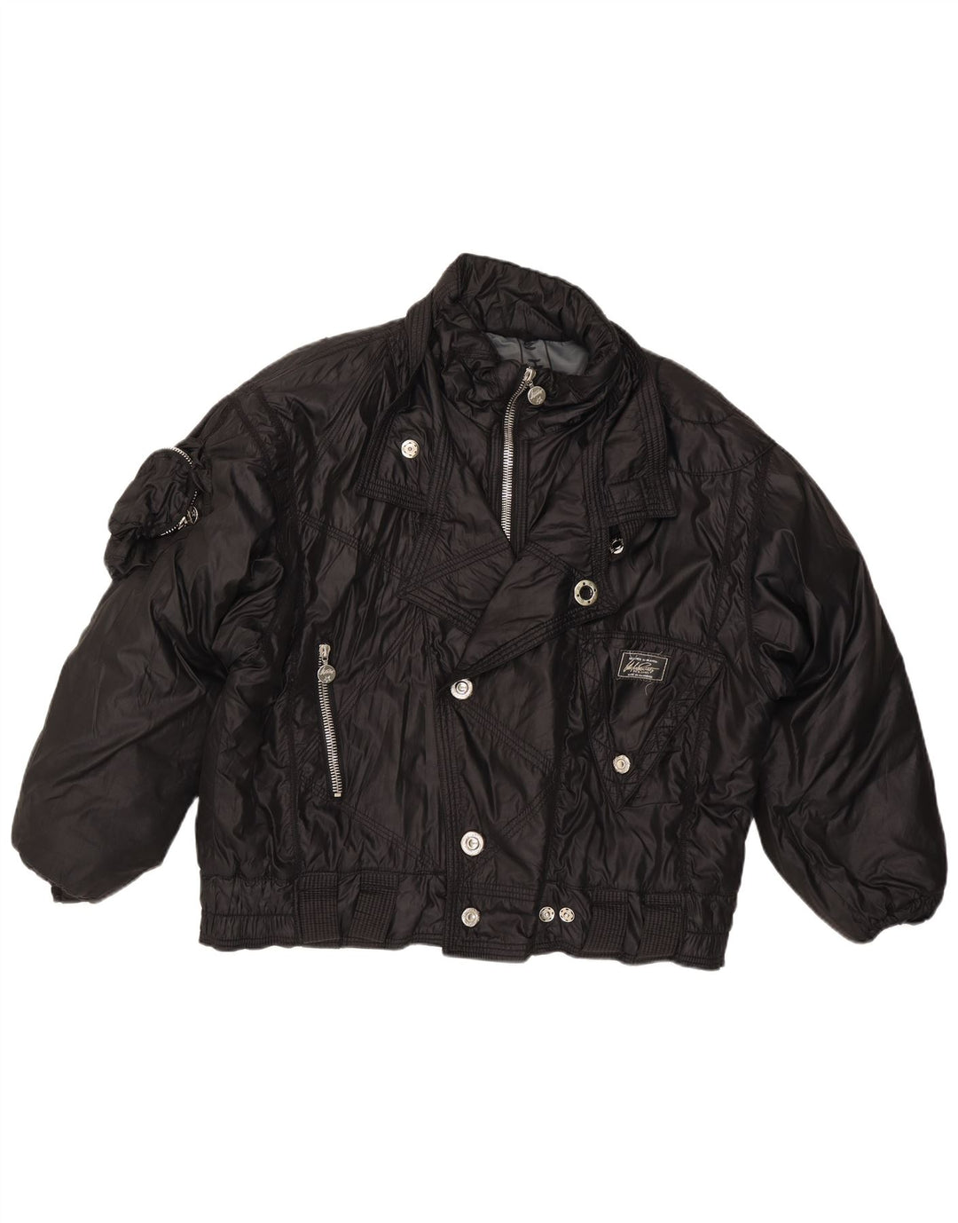 Vintage Womens Bomber Jacket IT 52 XL Black Polyamide