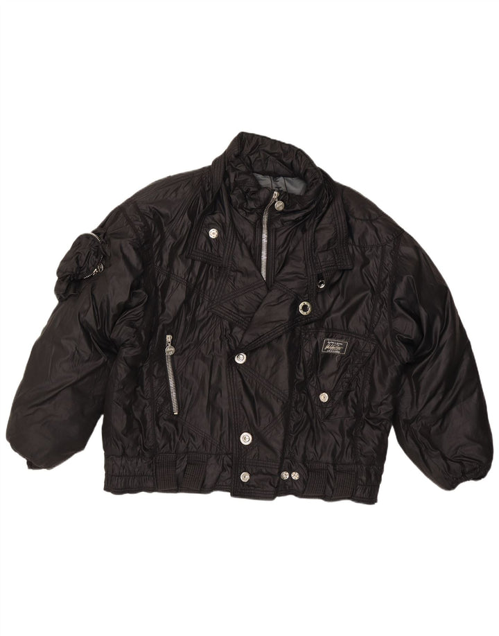 Vintage Womens Bomber Jacket IT 52 XL Black Polyamide