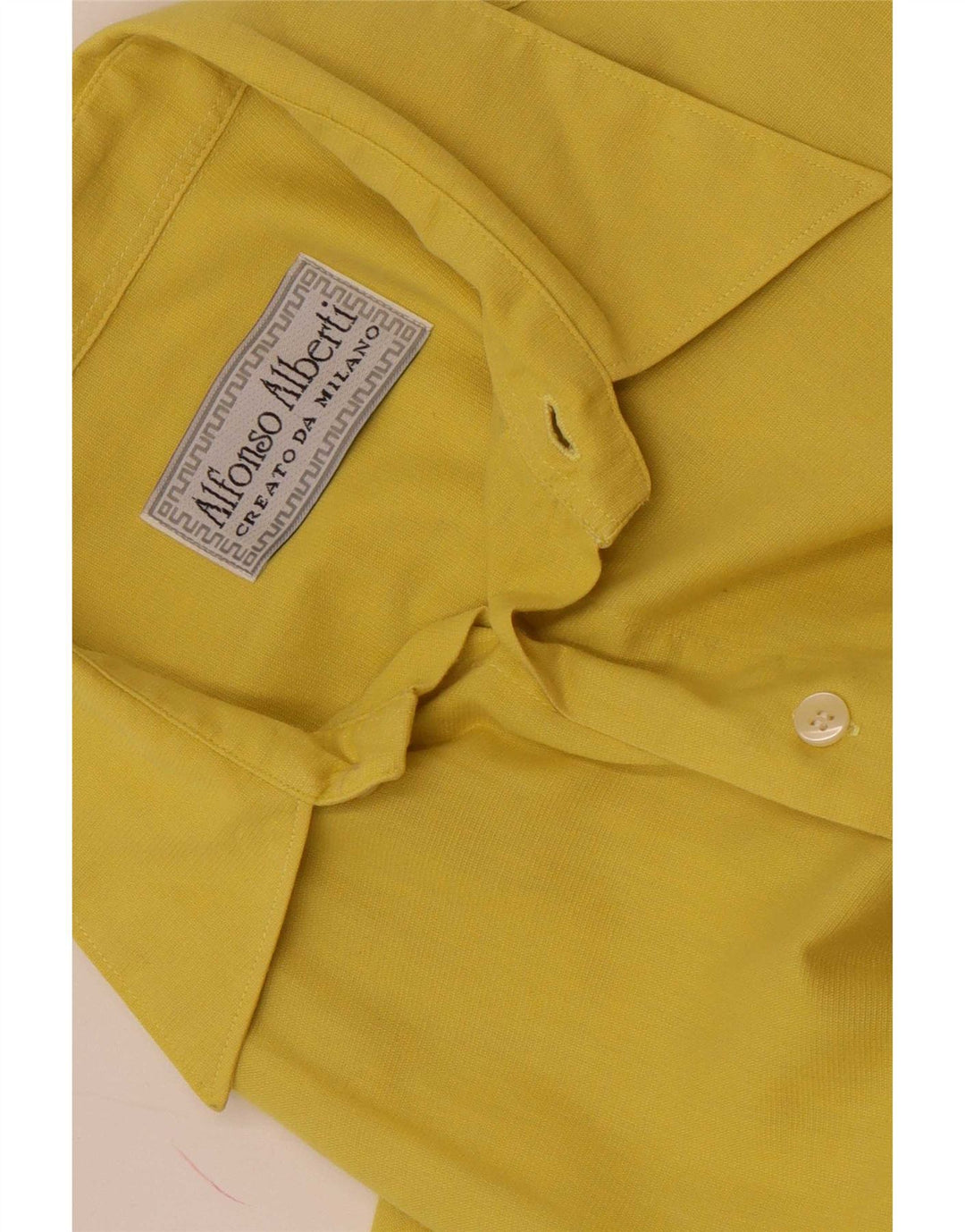 Vintage Mens Short Sleeve Shirt Large Yellow