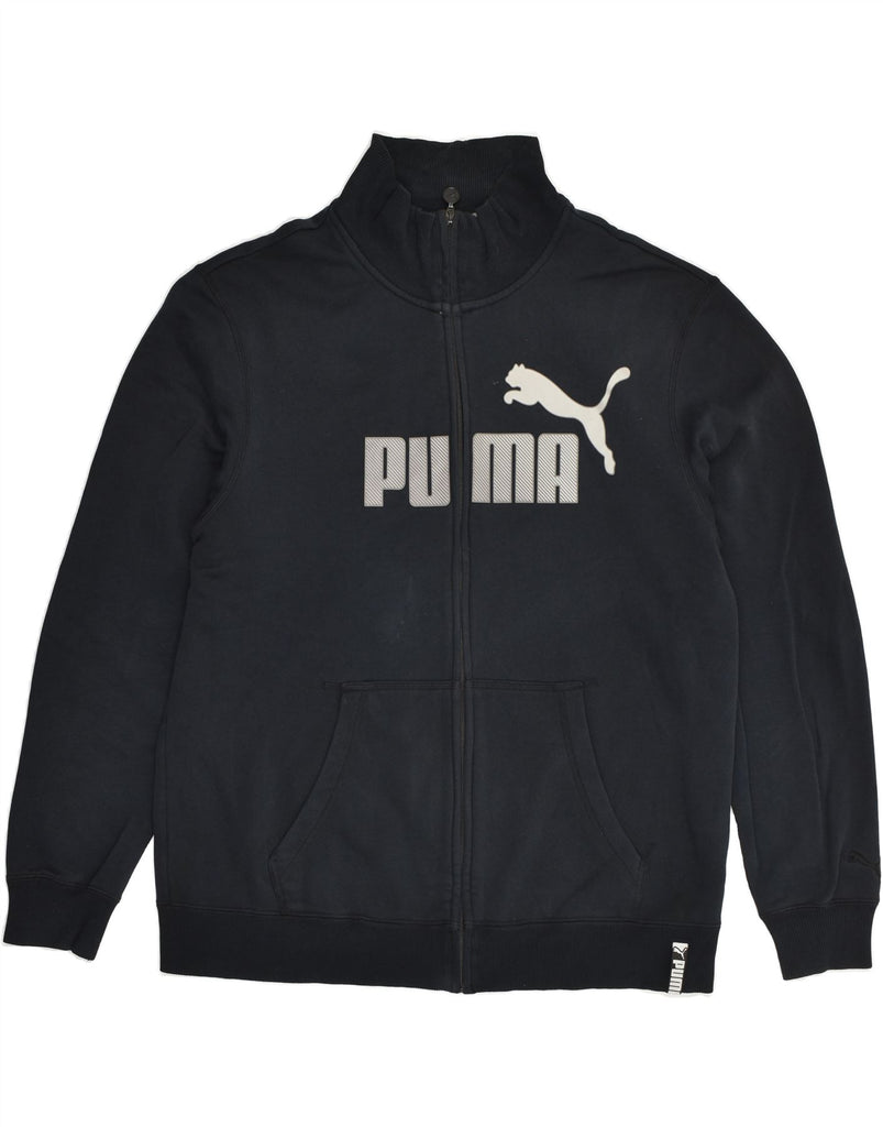 PUMA Mens Graphic Tracksuit Top Jacket XL Black Cotton | Vintage Puma | Thrift | Second-Hand Puma | Used Clothing | Messina Hembry 