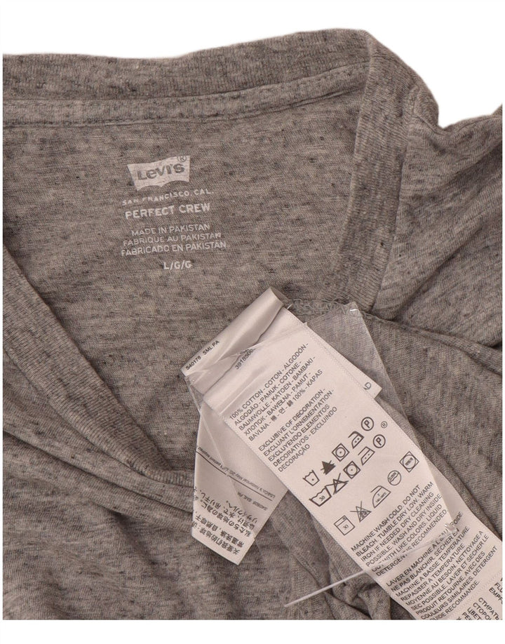 LEVI'S Womens T-Shirt Top UK 16 Large Grey Flecked Cotton