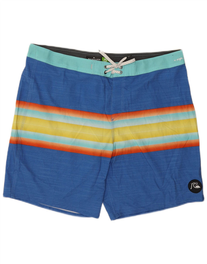 Quiksilver Mens Swimming Shorts XL  Blue Striped Polyester