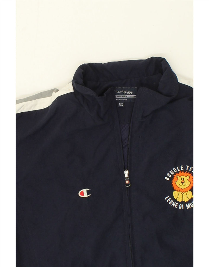 CHAMPION Boys Graphic Tracksuit Top Jacket 11-12 Years Navy Blue Vintage Champion and Second-Hand Champion from Messina Hembry 