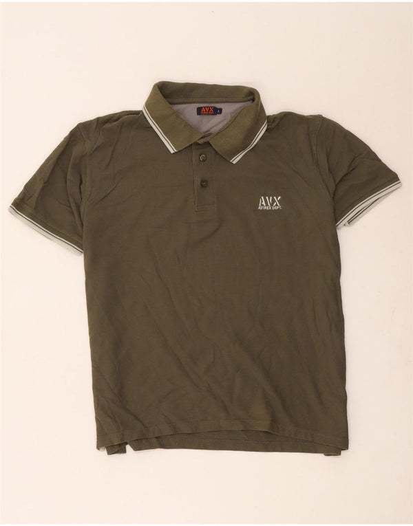 Avirex Mens Polo Shirt Large Khaki Striped Cotton