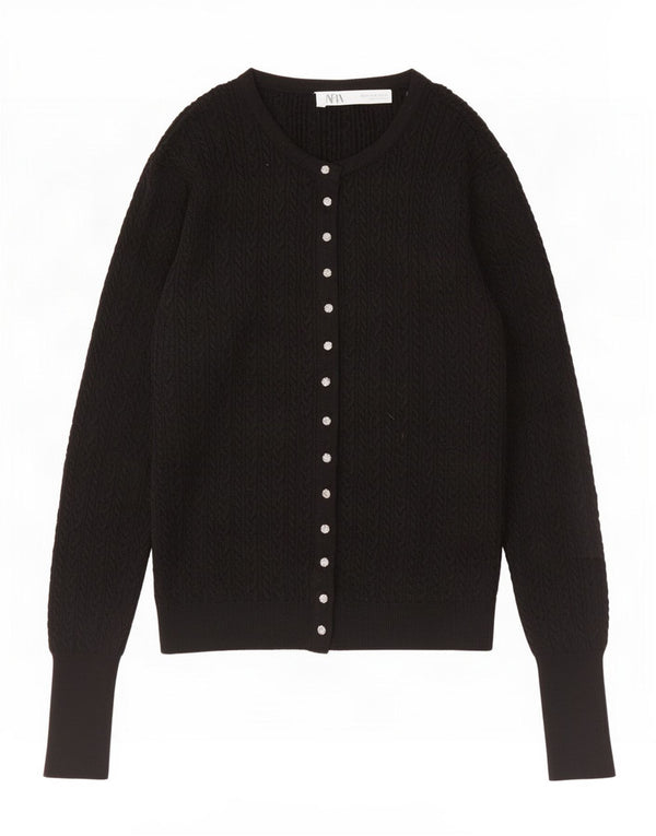 Zara Womens Cardigan Sweater UK 12 Medium Black Viscose