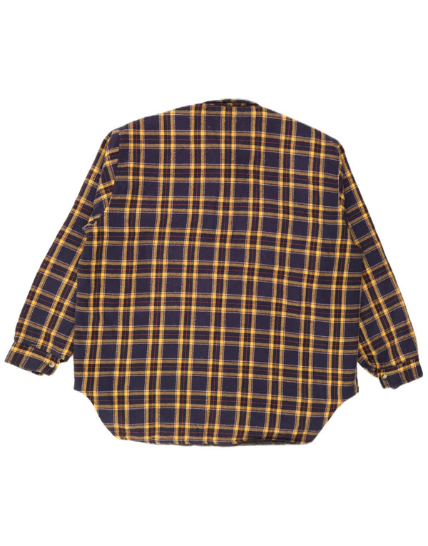 Brugi Mens Lumberjack Flannel Shirt Large Navy Blue Check Acrylic
