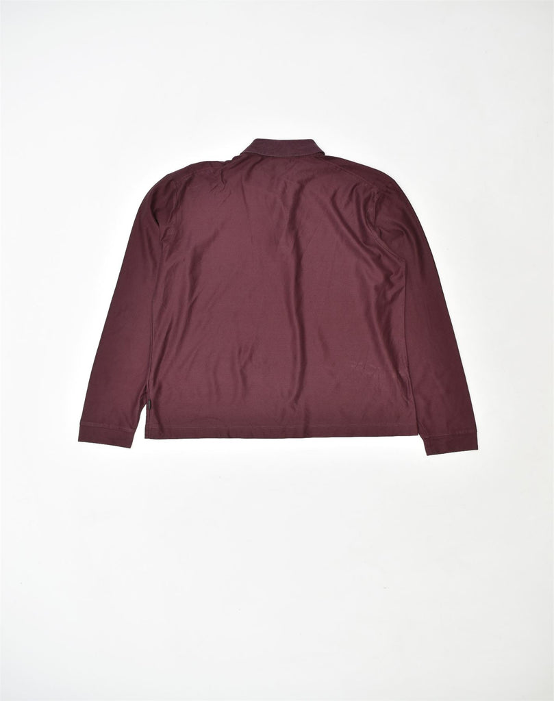 HUGO BOSS Mens Long Sleeve Polo Shirt Medium Burgundy Cotton | Vintage | Thrift | Second-Hand | Used Clothing | Messina Hembry 