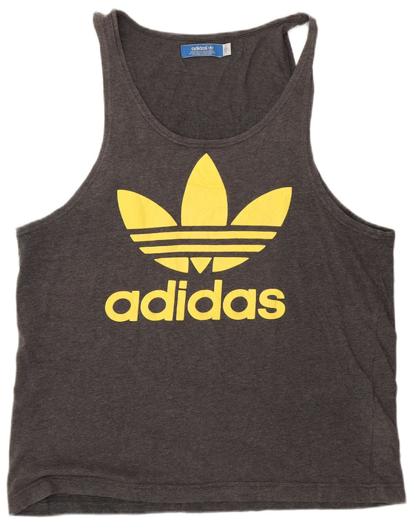 Adidas Womens Graphic Vest Top UK 16 Large Grey Cotton