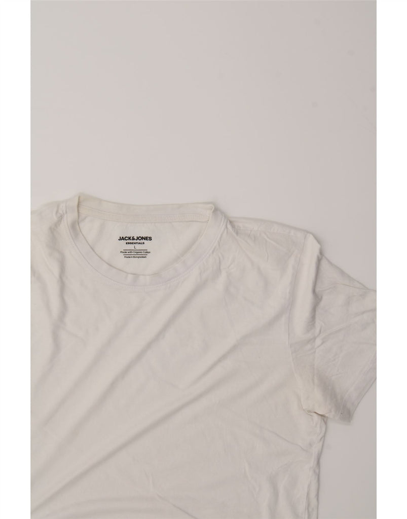 JACK & JONES Mens T-Shirt Top Large White Cotton Vintage Jack & Jones and Second-Hand Jack & Jones from Messina Hembry 