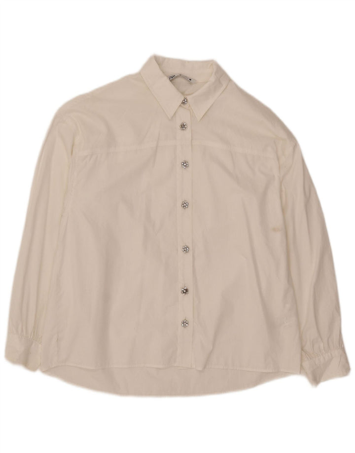 Zara Womens Oversized Shirt UK 10 Small White Cotton