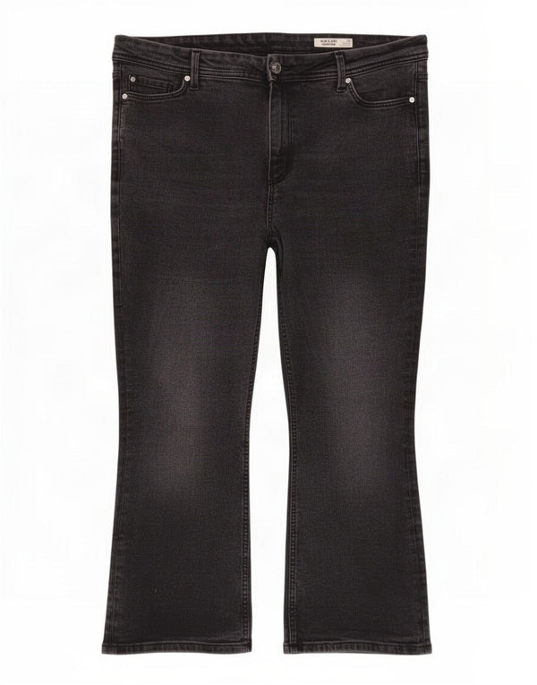 Marks & Spencer Womens Slim Flare Cropped Jeans UK 18 XL W36 L24 Black