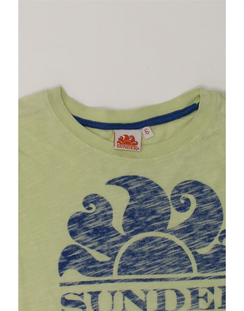 SUNDEK Boys Graphic T-Shirt Top 5-6 Years Green Cotton | Vintage Sundek | Thrift | Second-Hand Sundek | Used Clothing | Messina Hembry 