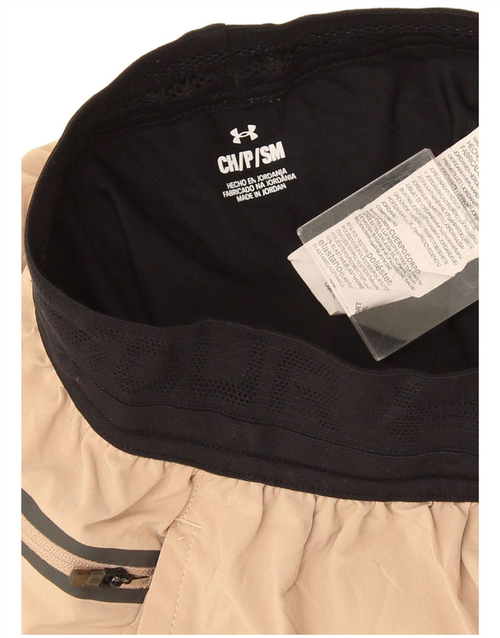 Nike Womens Sport Shorts UK 8 Small Beige Colourblock Polyester