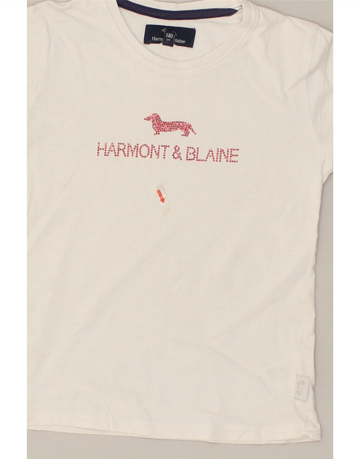 HARMONT & BLAINE Girls Graphic T-Shirt Top 9-10 Years White Cotton | Vintage Harmont & Blaine | Thrift | Second-Hand Harmont & Blaine | Used Clothing | Messina Hembry 