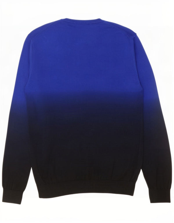 Cos Mens Crew Neck Jumper Sweater Medium Blue Colourblock Silk