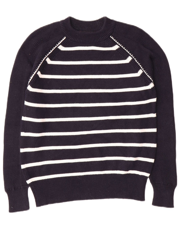 Marks & Spencer Womens Crew Neck Jumper Sweater UK 6 XS Navy Blue Striped