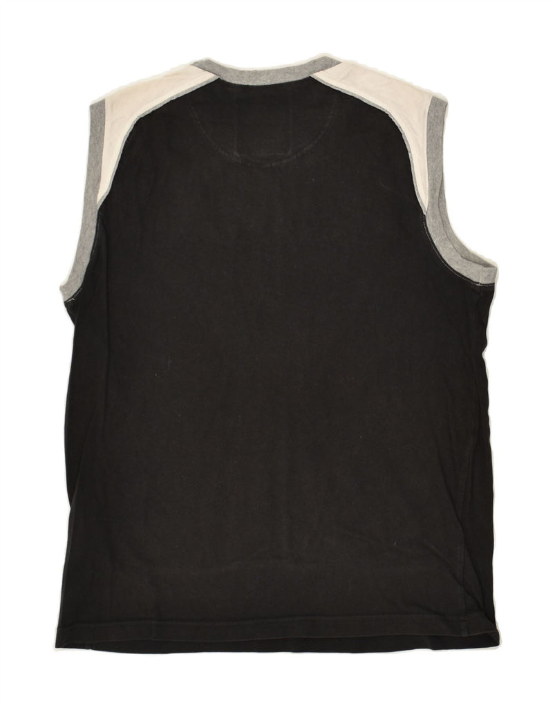 CHAMPION Mens Graphic Vest Top Medium Black Colourblock Cotton | Vintage Champion | Thrift | Second-Hand Champion | Used Clothing | Messina Hembry 