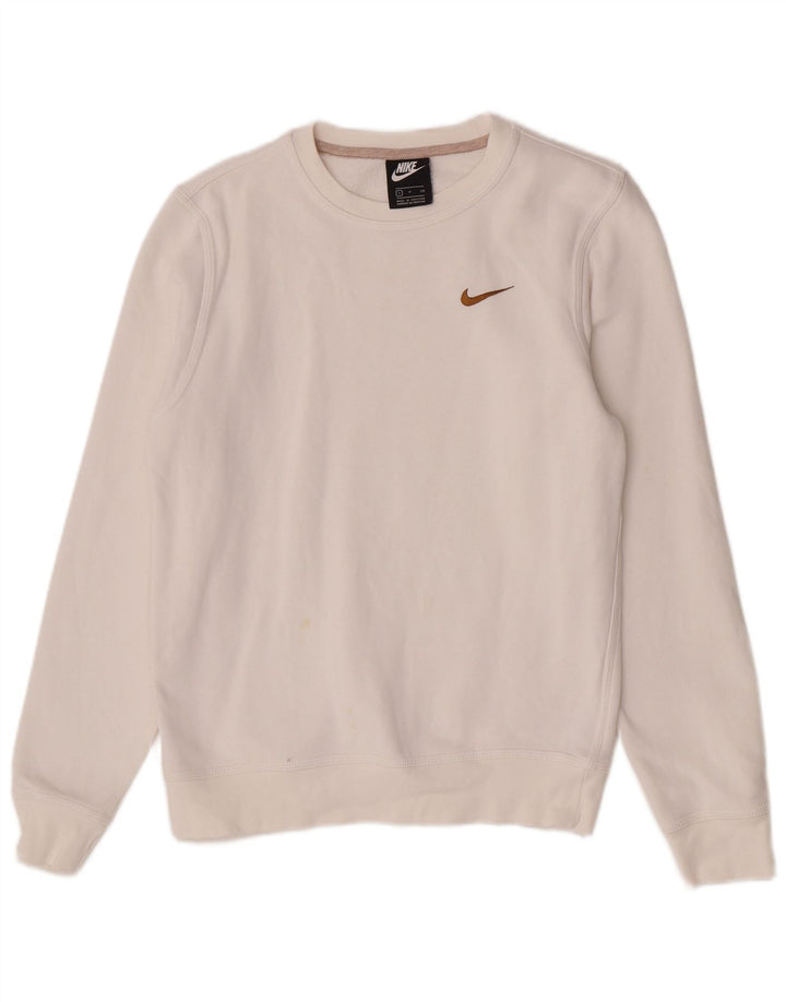 Nike Womens Sweatshirt Jumper UK 10 Small White Cotton