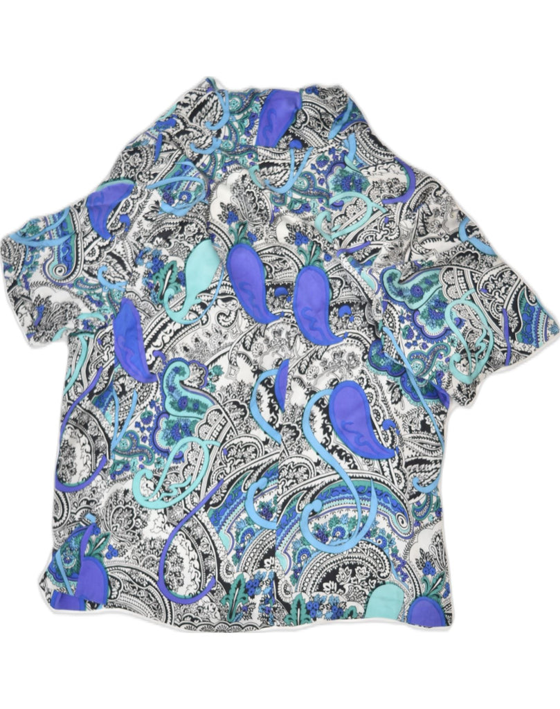 VINTAGE Womens Short Sleeve Shirt UK 14 Medium Blue Paisley | Vintage | Thrift | Second-Hand | Used Clothing | Messina Hembry 