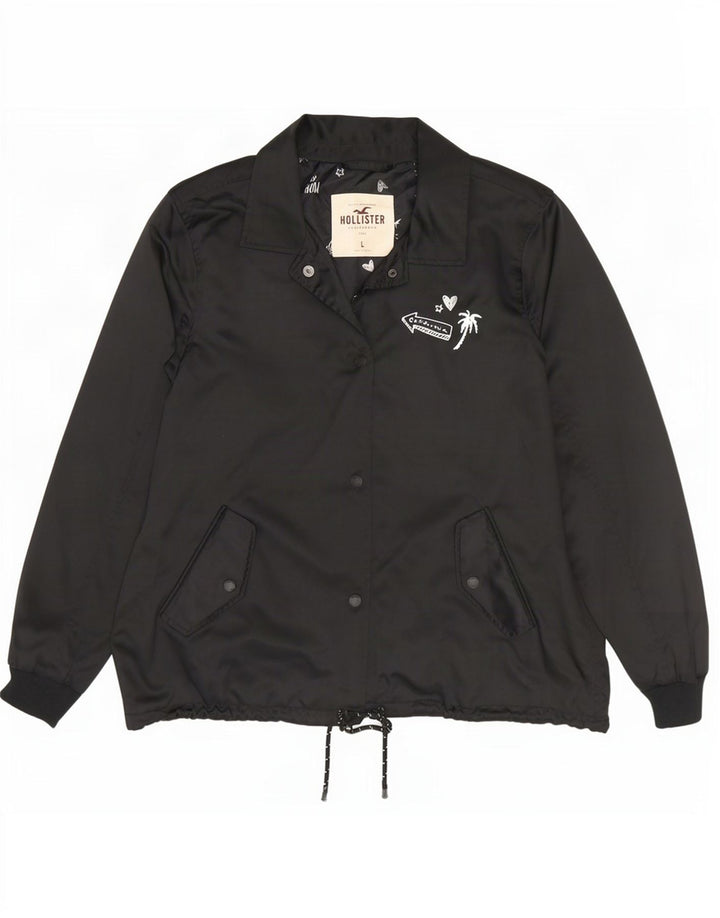 Hollister Womens Bomber Jacket UK 16 Large Black Polyester
