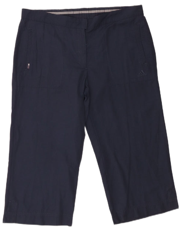 Adidas Womens Straight Capri Trousers UK 16 Large W36 L21 Navy Blue Cotton
